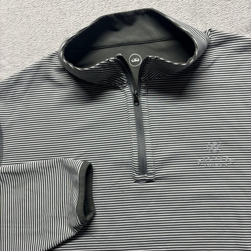 Peter Millar Pullover Mens XL Pacific Dunes Gray Striped 1/4 Zip Golf Perth